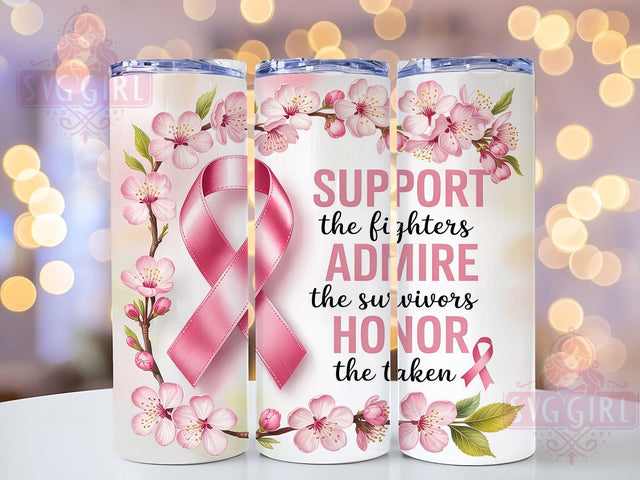 Pink Ribbon Warrior Support Tumbler Wrap, Cancer Awareness Design, Survivor Support Art, Breast Cancer Gift, Fighter Support Wrap, Cancer Warrior Design, Pink Support Tumbler Sublimation SvggirlplusArt 