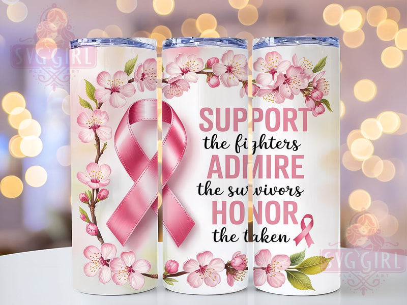 Pink Ribbon Warrior Support Tumbler Wrap, Cancer Awareness Design ...