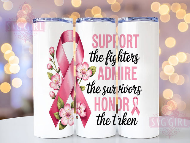 Pink Ribbon Warrior Support Tumbler Wrap, Cancer Awareness Design, Survivor Support Art, Breast Cancer Gift, Fighter Support Wrap, Cancer Warrior Design, Pink Support Tumbler Sublimation SvggirlplusArt 