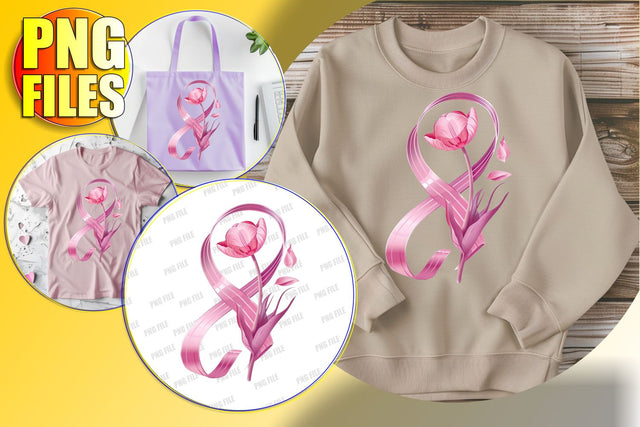 Pink Ribbon Watercolor PNG Art Sublimation afrosvg 