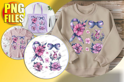 Pink Ribbon Watercolor Sublimation Clipart Sublimation afrosvg 