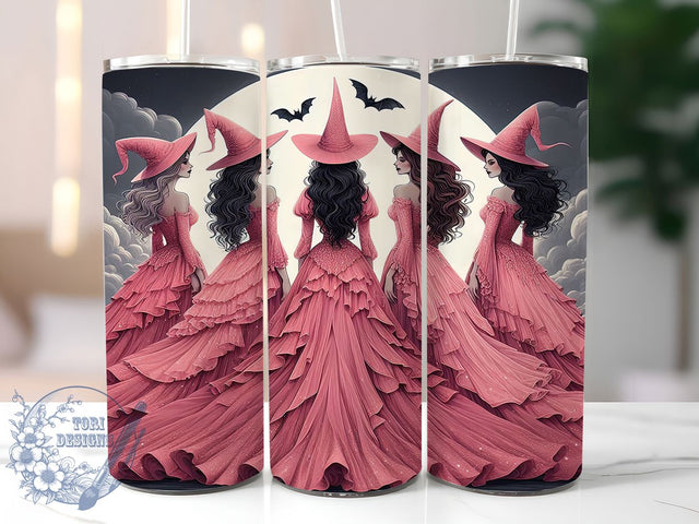 Pink Ribbon Witch Halloween 20oz Tumbler, Pink Ribbon, Witch Tumbler, Halloween Support, Survivor Strength, Sublimation Wrap, 20Oz Tumbler Sublimation ToriDesigns 
