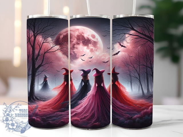 Pink Ribbon Witch Halloween 20oz Tumbler, Pink Ribbon, Witch Tumbler, Halloween Support, Survivor Strength, Sublimation Wrap, 20Oz Tumbler Sublimation ToriDesigns 