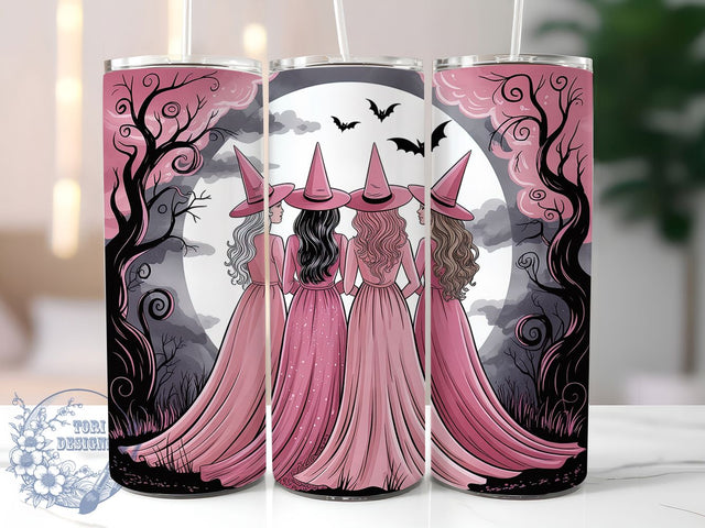 Pink Ribbon Witch Halloween 20oz Tumbler, Pink Ribbon, Witch Tumbler, Halloween Support, Survivor Strength, Sublimation Wrap, 20Oz Tumbler Sublimation ToriDesigns 
