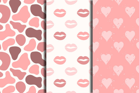 Pink Romantic Coquette Seamless Patterns Digital Pattern Rin Green 