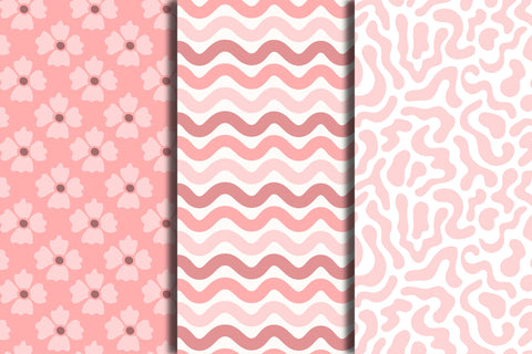 Pink Romantic Coquette Seamless Patterns Digital Pattern Rin Green 