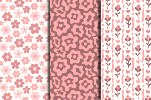 Pink Romantic Coquette Seamless Patterns Digital Pattern Rin Green 