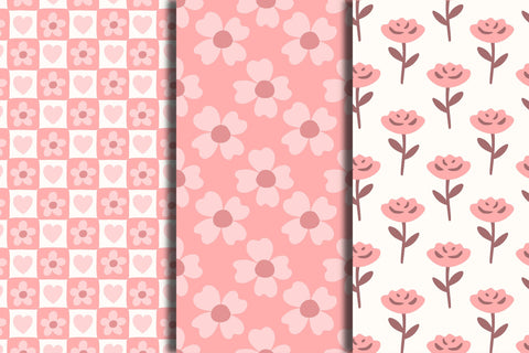 Pink Romantic Coquette Seamless Patterns Digital Pattern Rin Green 