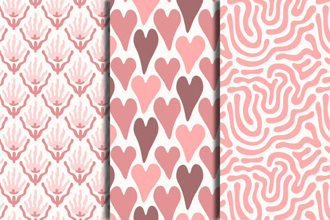 Pink Romantic Coquette Seamless Patterns Digital Pattern Rin Green 