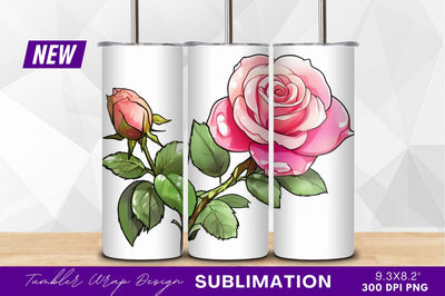 Pink rose blossom with bud clipart png Sublimation Regulrcrative 