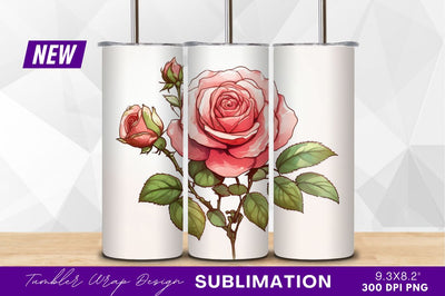 Pink rose blossom with buds clipart png Sublimation Regulrcrative 