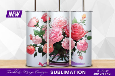 Pink rose bouquet in glass vase clipart png Sublimation Regulrcrative 