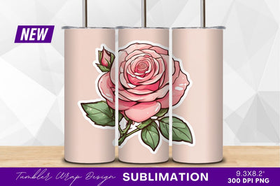 Pink rose clipart with bud illustration Sublimation Regulrcrative 