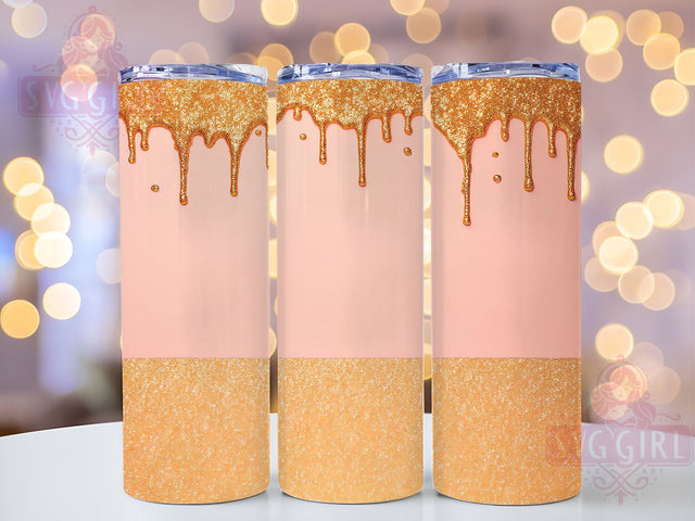 Pink Rose Gold Glitter 20oz Tumbler, Pink Tumbler, Rose Gold Glitter, 20oz Tumbler, Dripping Glitter, Sublimation Wrap, Custom Tumbler, Glitter Tumbler Sublimation SvggirlplusArt 