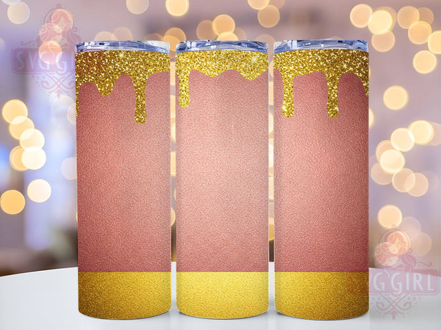 Pink Rose Gold Glitter 20oz Tumbler, Pink Tumbler, Rose Gold Glitter, 20oz Tumbler, Dripping Glitter, Sublimation Wrap, Custom Tumbler, Glitter Tumbler Sublimation SvggirlplusArt 