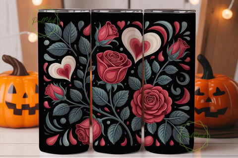 Pink & Rose Gold Hearts 20oz Tumbler Sublimation PixelChick 