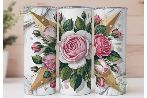 Pink Rose Gold Marble 20oz Tumbler Sublimation PixelChick 