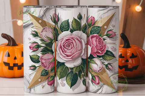 Pink Rose Gold Marble 20oz Tumbler Sublimation PixelChick 