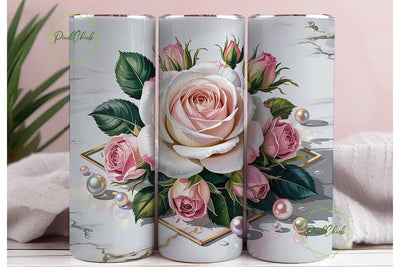 Pink Rose Gold Marble 20oz Tumbler Sublimation PixelChick 