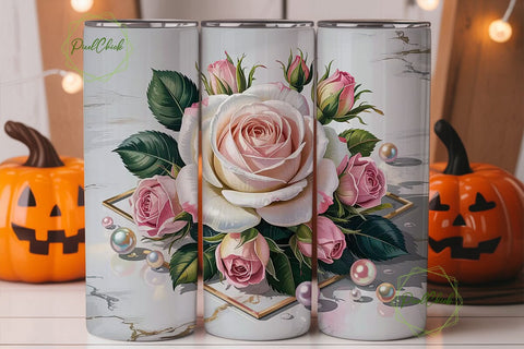 Pink Rose Gold Marble 20oz Tumbler Sublimation PixelChick 