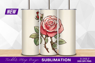 Pink rose with bud clipart png Sublimation Regulrcrative 