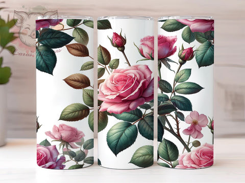 Pink Roses 20oz Tumbler Png, Straight & Tapered Tumbler Png, Floral Valentines Tumbler Png, Digital Download PNG Sublimation Lara' s Designs 