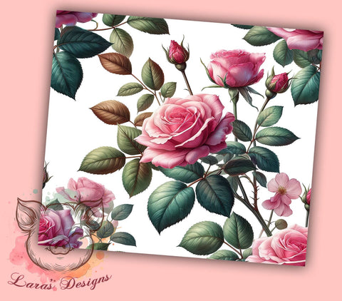 Pink Roses 20oz Tumbler Png, Straight & Tapered Tumbler Png, Floral Valentines Tumbler Png, Digital Download PNG Sublimation Lara' s Designs 