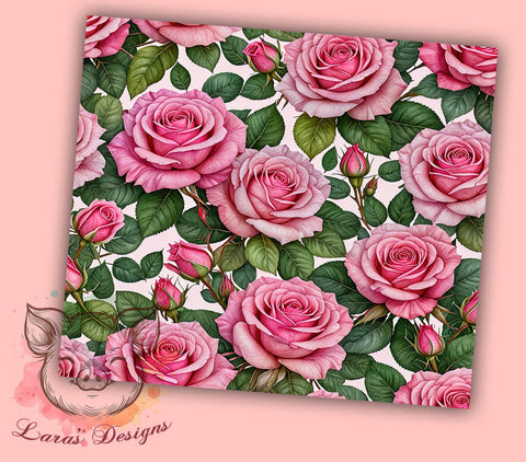 Pink Roses 20oz Tumbler Png, Straight & Tapered Tumbler Png, Valentine's Day Flowers Tumbler Png, Digital Download PNG Sublimation Lara' s Designs 