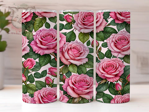 Pink Roses 20oz Tumbler Png, Straight & Tapered Tumbler Png, Valentine's Day Flowers Tumbler Png, Digital Download PNG Sublimation Lara' s Designs 
