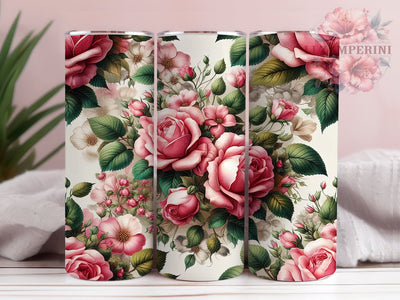 Pink Roses 20oz Tumbler Wrap PNG, Floral Valentines Tumbler Png, Straight & Tapered Tumbler Wrap, Instant Digital Download Sublimation Li Zamperini 