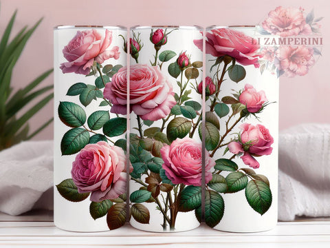 Pink Roses 20oz Tumbler Wrap PNG, Valentine's Day Flowers Tumbler Png, Straight & Tapered Tumbler Wrap, Instant Digital Download Sublimation Li Zamperini 