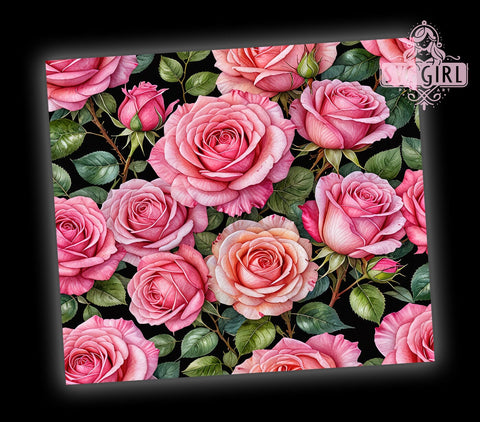 Pink Roses 20oz Tumbler Wrap Sublimation Design, Straight Tapered Tumbler Wrap, Valentine's Day Flowers Tumbler Png, Instant Digital Download Sublimation SvggirlplusArt 