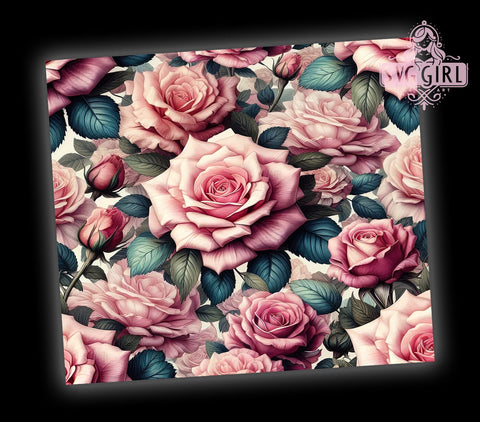 Pink Roses 20oz Tumbler Wrap Sublimation Design, Straight Tapered Tumbler Wrap, Valentine's Day Flowers Tumbler Png, Instant Digital Download Sublimation SvggirlplusArt 