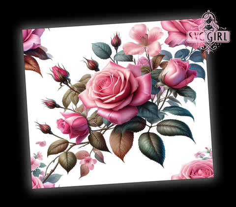 Pink Roses 20oz Tumbler Wrap Sublimation Design, Straight Tapered Tumbler Wrap, Valentine's Day Flowers Tumbler Png, Instant Digital Download Sublimation SvggirlplusArt 
