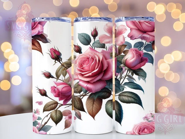 Pink Roses 20oz Tumbler Wrap Sublimation Design, Straight Tapered Tumbler Wrap, Valentine's Day Flowers Tumbler Png, Instant Digital Download Sublimation SvggirlplusArt 