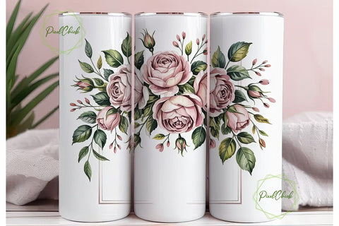Pink Roses & Bible Verse 20oz Tumbler Sublimation PixelChick 