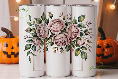 Pink Roses & Bible Verse 20oz Tumbler Sublimation PixelChick 