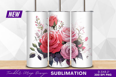 Pink roses bouquet elegant watercolor style Sublimation Regulrcrative 