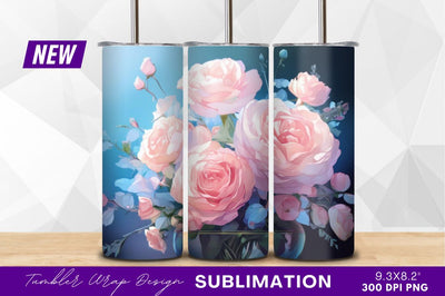 Pink roses bouquet in glass vase clipart Sublimation Regulrcrative 