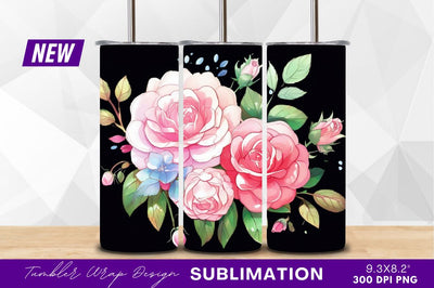 Pink roses bouquet on black background clipart png Sublimation Regulrcrative 