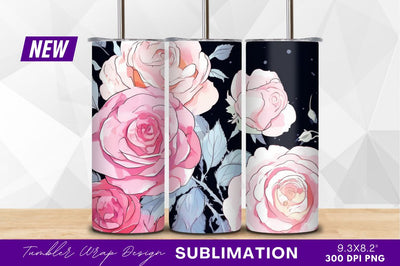 Pink roses clipart png on dark background Sublimation Regulrcrative 