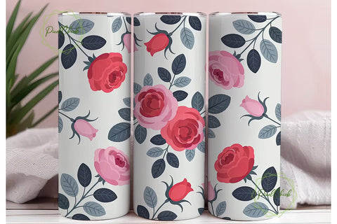 Pink Roses Floral Tumbler Wrap Sublimation PixelChick 