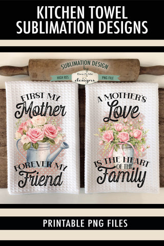 Pink Roses Mothers Day Towel Sublimation Design - Mothers Day Designs Sublimation Ewe-N-Me Designs 