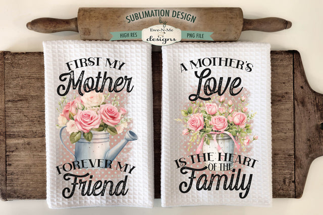 Pink Roses Mothers Day Towel Sublimation Design - Mothers Day Designs Sublimation Ewe-N-Me Designs 