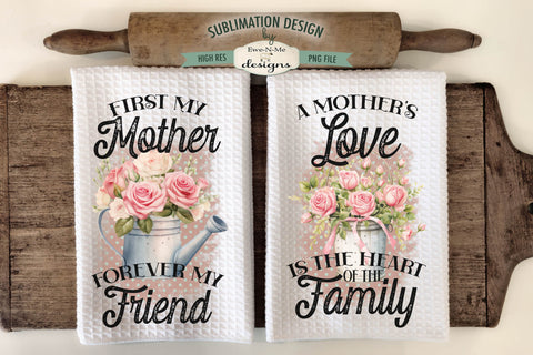 Pink Roses Mothers Day Towel Sublimation Design - Mothers Day Designs Sublimation Ewe-N-Me Designs 
