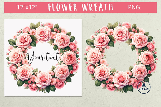 Pink roses png Roses clipart | Watercolor Floral wreath Sublimation Olga Boat Design 