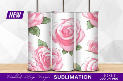 Pink roses seamless pattern watercolor style clipart Sublimation Regulrcrative 