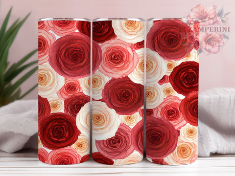 Pink Roses Tumbler, Valentine's Day Wrap, Light Pink Floral Design, Sublimation 20oz Tumbler, Romantic Drinkware, Floral Tumbler Art, Love Theme Gift Sublimation Li Zamperini 