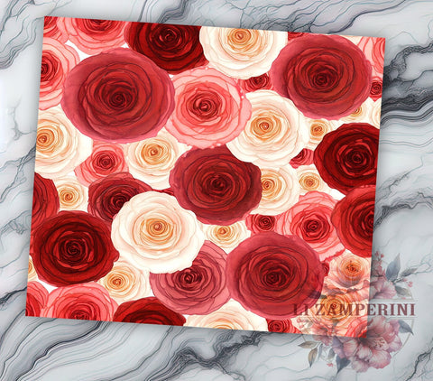 Pink Roses Tumbler, Valentine's Day Wrap, Light Pink Floral Design, Sublimation 20oz Tumbler, Romantic Drinkware, Floral Tumbler Art, Love Theme Gift Sublimation Li Zamperini 