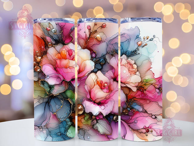 Pink Roses Tumbler Wrap 20oz Skinny Tumbler Sublimation Watercolor Roses 20oz Skinny Tumbler Sublimation PNG Digital Download Sublimation SvggirlplusArt 